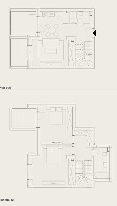 Penthouse, 3 camere, etaj 11+12, PRIMA ASTERA , Vedere est